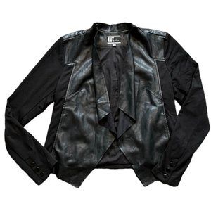 Kut from the Kloth Lincoln Faux Suede Leather Drape Front Jacket Black Medium